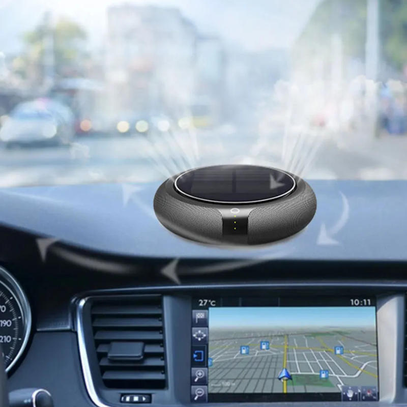 Carisma Solar Air Purifier for cars, compact device with solar panel, designed to clean and freshen vehicle interior air.
