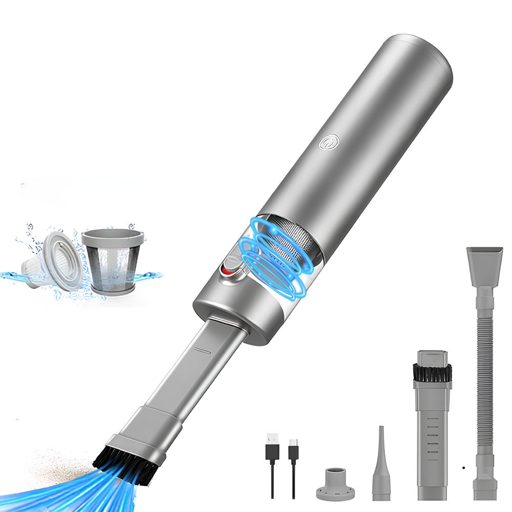 Carisma™ Power Clean wireless car vacuum cleaner with a sleek handheld design and accessible filter for easy cleaning.