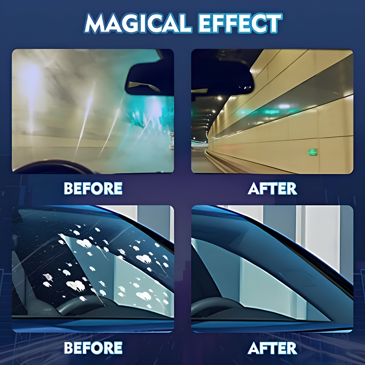 Carisma™ Clear View car glass cleaner remover in a spray bottle with a clear label and nozzles, designed for streak-free window cleaning.