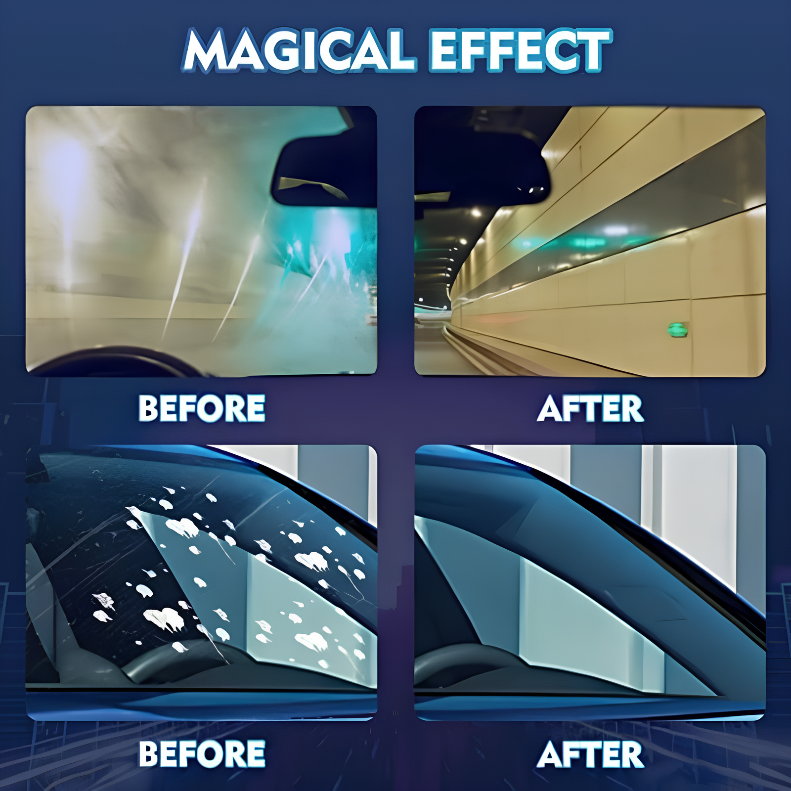 Carisma™ Clear View car glass cleaner remover in a spray bottle with a clear label and nozzles, designed for streak-free window cleaning.